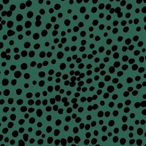 Christmas winter spots and dots abstract colorful dalmatian animal print pine green on black