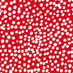 Christmas winter spots and dots abstract colorful dalmatian animal print white on ruby red