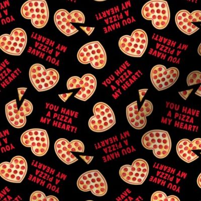 You have a pizza my heart! - black - heart shaped pizza Valentine's Day - LAD21