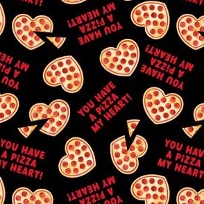 You have a pizza my heart! - black - heart shaped pizza Valentine's Day - LAD21