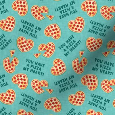 You have a pizza my heart! - teal - heart shaped pizza Valentine's Day - LAD21