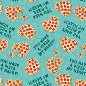You have a pizza my heart! - teal - heart shaped pizza Valentine's Day - LAD21