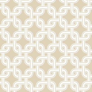 Tangled squares cream white retro Wallpaper