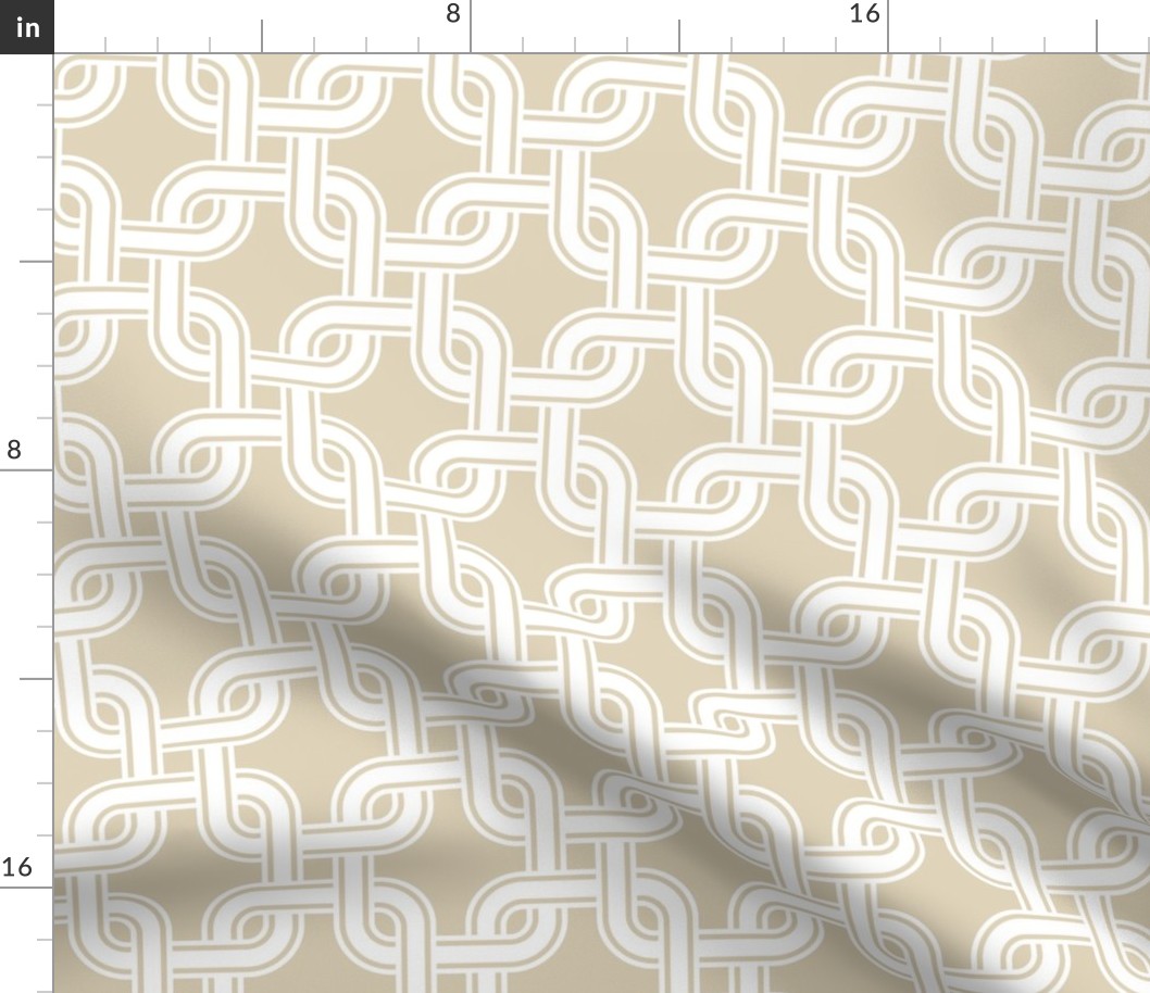 Tangled squares cream white retro Wallpaper