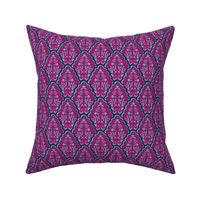 Darker Magenta and Blues Scallop Paisley