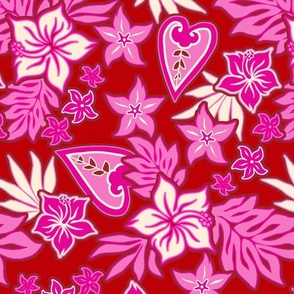 Aloha Heart Kitsch Valentine Hawaiian Hibiscus