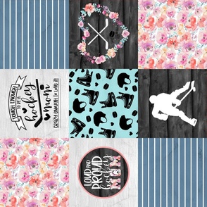 Hockey Mom//Floral - Wholecloth Cheater Quilt - Rotated