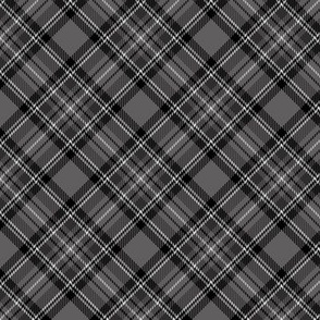 ★ BLACK AND GRAY TARTAN S (BIAS) ★ Royal Stewart inspired / Small Scale, Diagonal / Collection : Plaid ’s not dead – Classic Punk Prints 