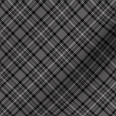 ★ BLACK AND GRAY TARTAN XS (BIAS) ★ Royal Stewart inspired / Extra Small Scale, Diagonal / Collection : Plaid ’s not dead – Classic Punk Prints 