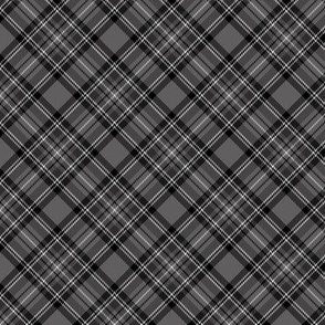 ★ BLACK AND GRAY TARTAN XS (BIAS) ★ Royal Stewart inspired / Extra Small Scale, Diagonal / Collection : Plaid ’s not dead – Classic Punk Prints 
