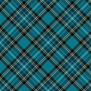 ★ TEAL TARTAN M (BIAS) ★ Royal Stewart inspired / Medium Scale, Diagonal / Collection : Plaid ’s not dead – Classic Punk Prints