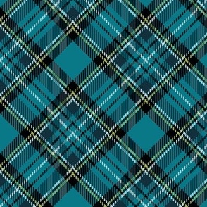 ★ TEAL TARTAN L (BIAS) ★ Royal Stewart inspired / Large Scale, Diagonal / Collection : Plaid ’s not dead – Classic Punk Prints