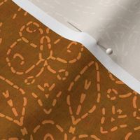 Embroidery Illusion Butterflies and Bloom in Burnt Orange Linen Look