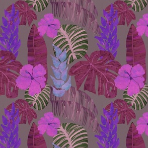 Exotic Tropical Floral in Purple - Large Scale