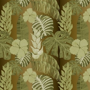 Tropical Floral in Green -Large Scale
