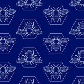 Honey Bee on Navy Blue