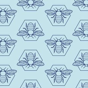 Honey Bee on Light Blue