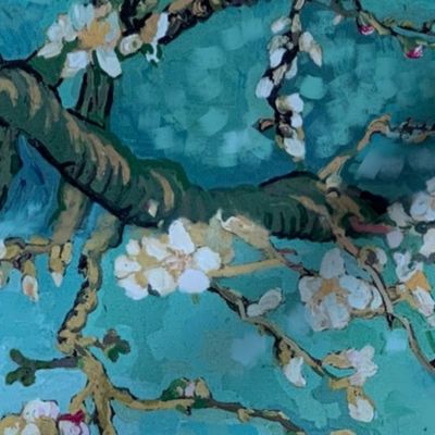 Van Gogh Blossoming Almond branches Turquoise 