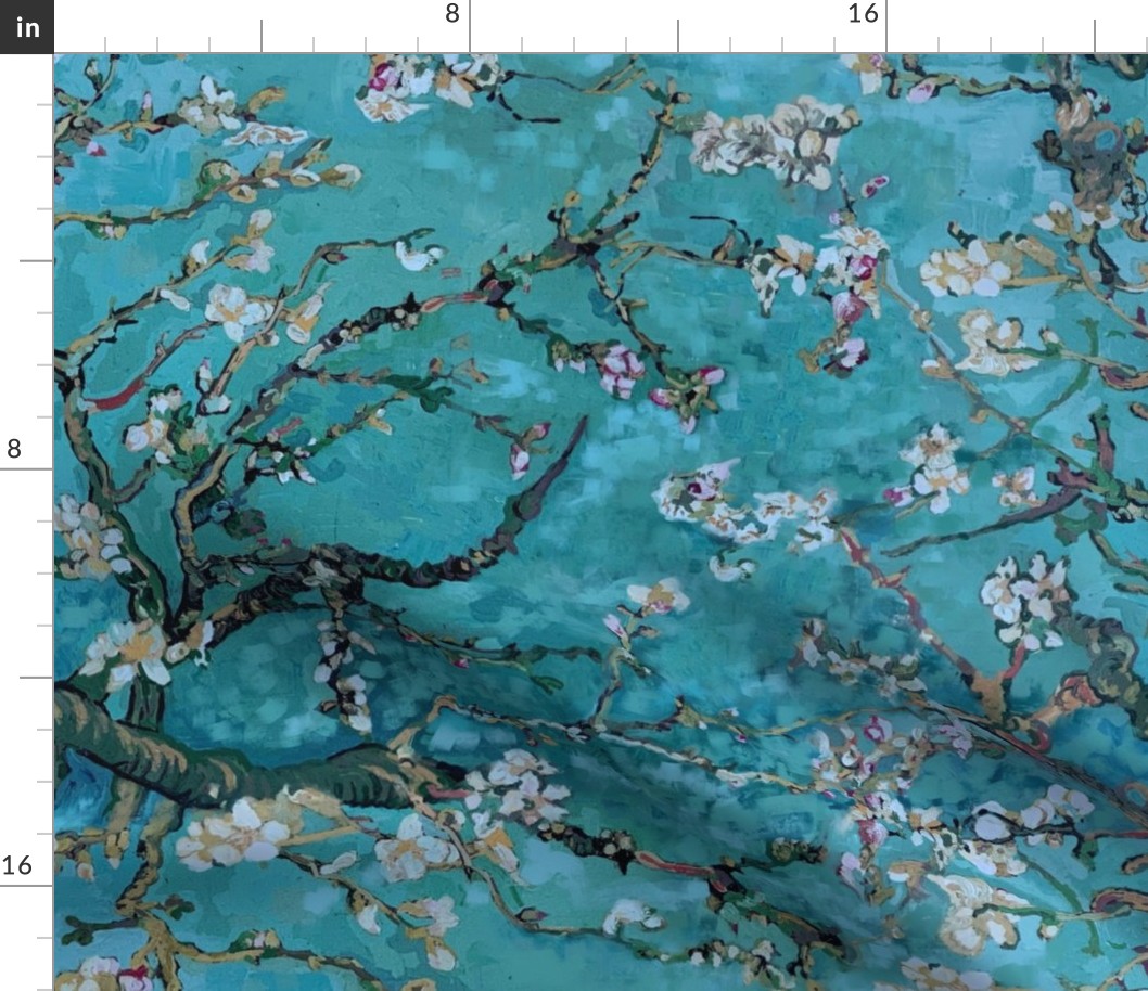 Van Gogh Blossoming Almond branches Turquoise 