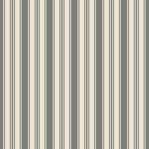 Vintage stripes pewter grey cream french Wallpaper