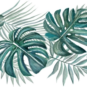 Watercolor tropical leaves
