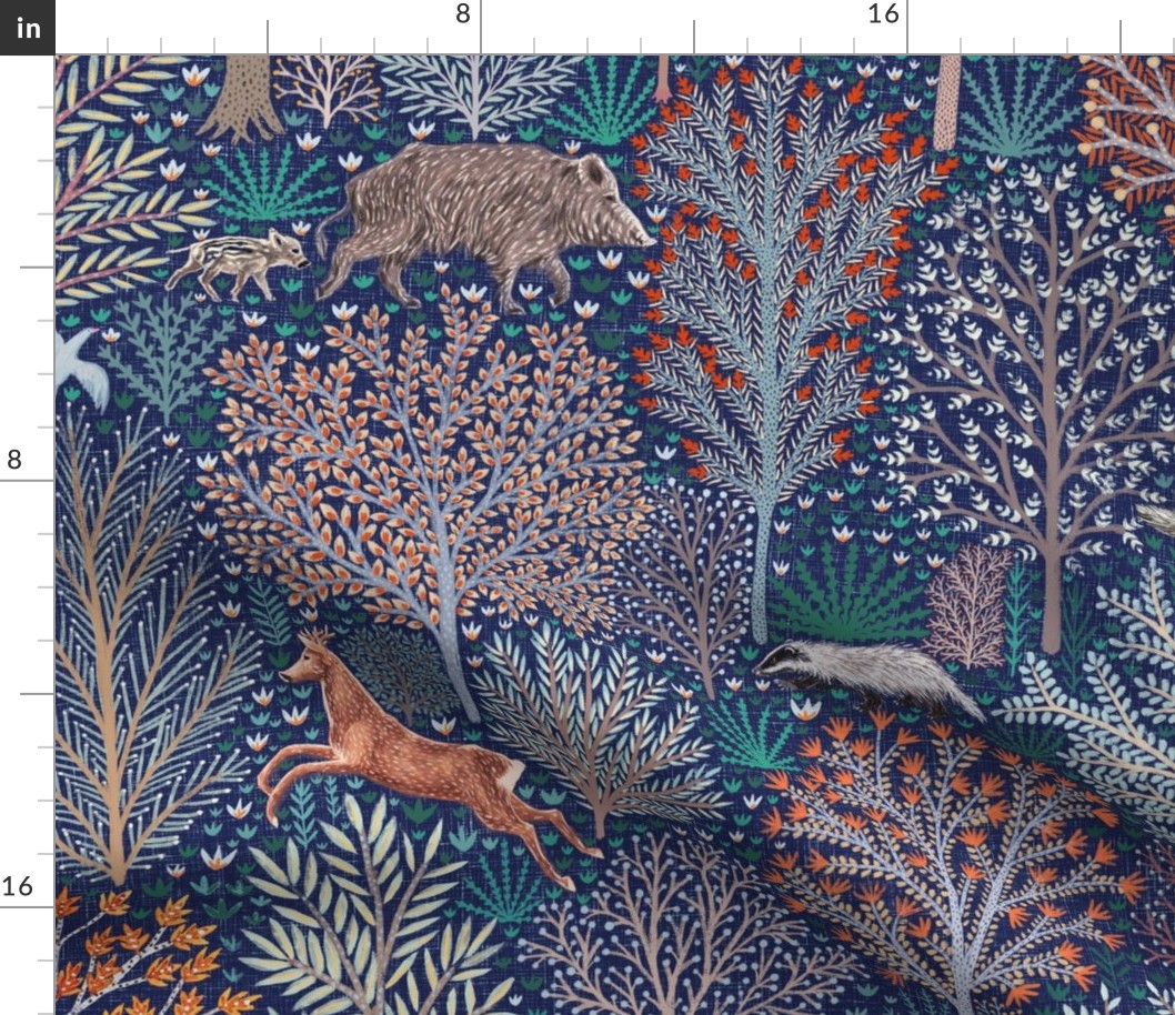 Forest animals on blue large scale
