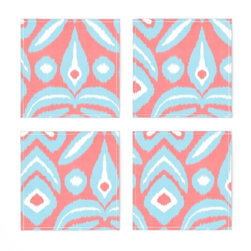 Larger custom-coral-and-turquoise-ikat-