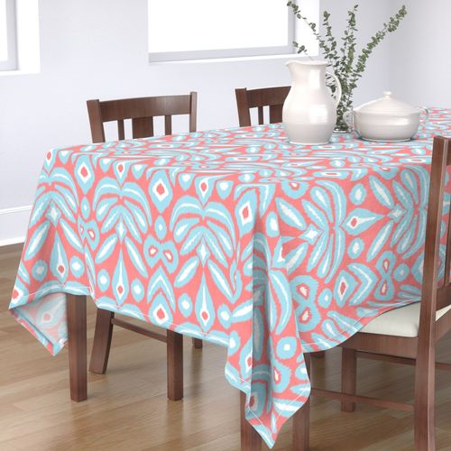 Larger custom-coral-and-turquoise-ikat-