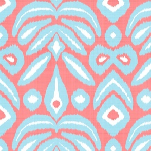 Larger custom-coral-and-turquoise-ikat-