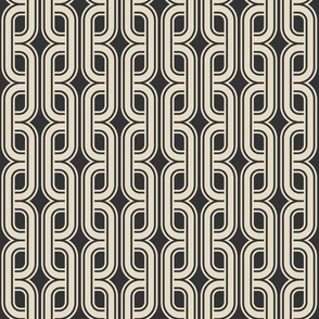 Vintage tangled geometrics anthracite black Wallpaper