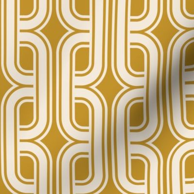 Vintage tangled geometrics mustard yellow Wallpaper