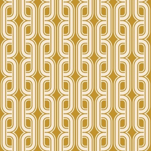 Vintage tangled geometrics mustard yellow Wallpaper
