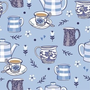 Cornish Ware Teapot with Blue Tea Sets