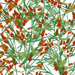 CT2135 Pussy Willow Abstract Floral -Red Green