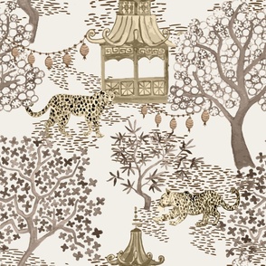 Extra Large Party Leopards Lanterns in  Forest Golden Browns Cream 