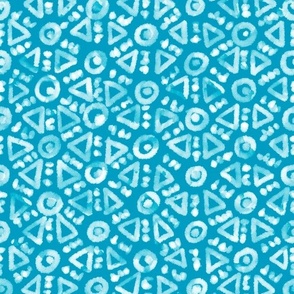 Batik Tribal Burst on Caribbean Blue (m)