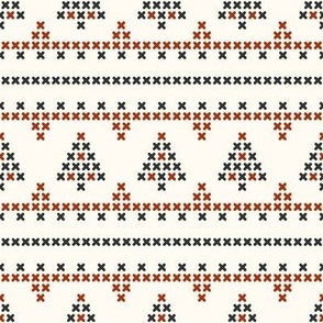 Cross stitch Christmas trees 1 on creamy white