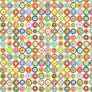  Groovy Circle Twirl Abstract Flowers - White background