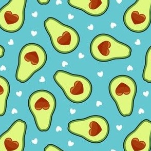 avocado love - heart avocado valentine - teal  - LAD21