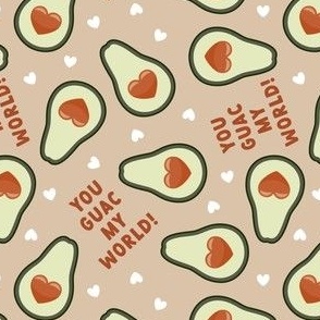 You GUAC my world! - valentines avocado hearts - neutrals - LAD21