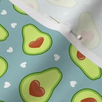 avocado love - heart avocado valentine - dusty blue - LAD21