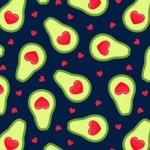 avocado love - heart avocado valentine - navy - LAD21