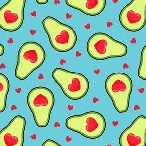 avocado love - heart avocado valentine - blue/red - LAD21