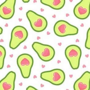avocado love - heart avocado valentine - pink/white - LAD21