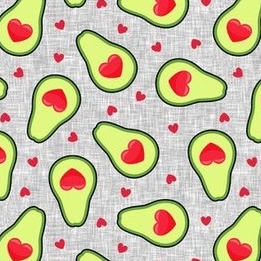 avocado love - heart avocado valentine - grey - LAD21