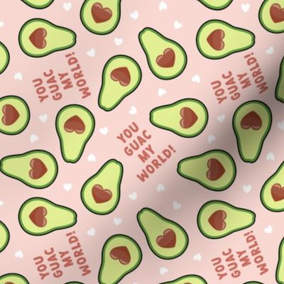 You GUAC my world! - valentines avocado hearts - pink - LAD21