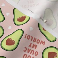 You GUAC my world! - valentines avocado hearts - pink - LAD21