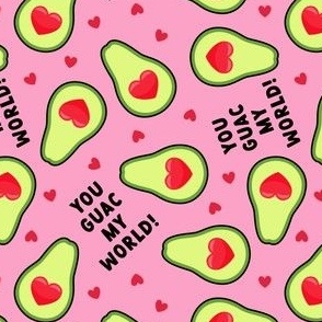 You GUAC my world! - valentines avocado hearts - bright pink - LAD21