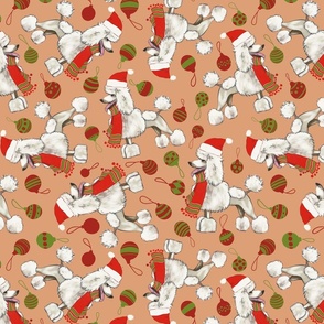 Poodle Christmas fabric Holiday paws