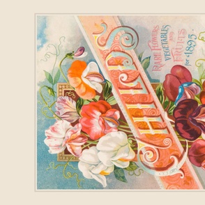 Table-cloth or wall hanging, Floral art from an 1895 seed catalogue